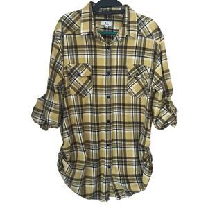 Plaid yellow versatile women’s flannel size 2XL Matchstick
